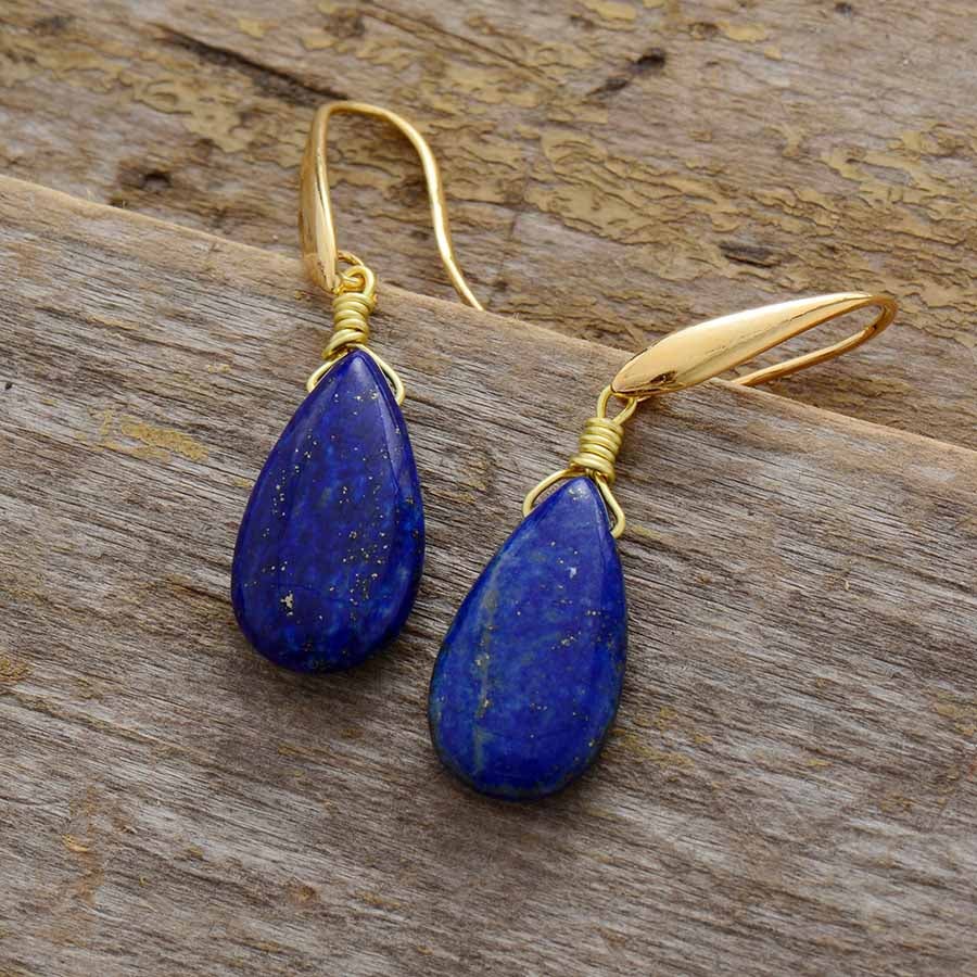 Lapislazuli Tropfen Ohrringe Gold