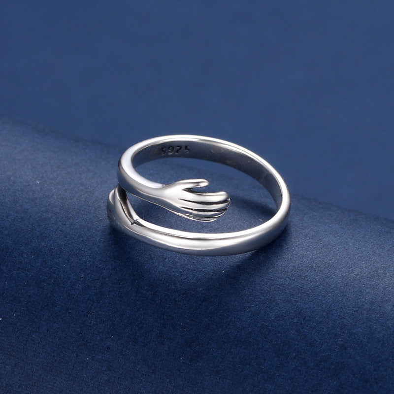 925er Silberring Umarmung Liebe elegantes Design Fingerring