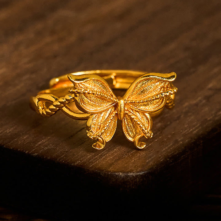 Ring Vergoldetes Messing Schmetterling – Liebe elegant vergoldet Schmuckring