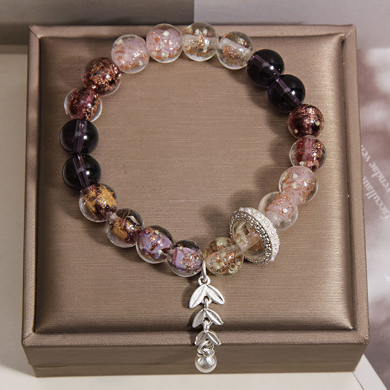 Armband Liuli Glas Perlen Wheat Ear Anhänger lila Schmuckbox elegant