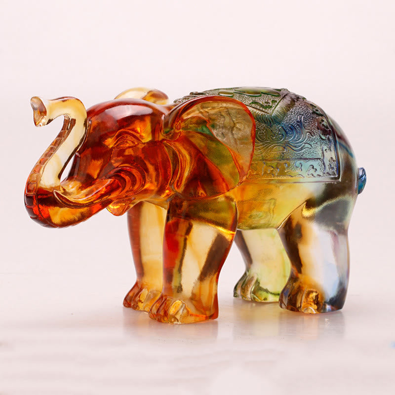 Liuli Kristall Elefant Weisheit Reichtum Feng Shui