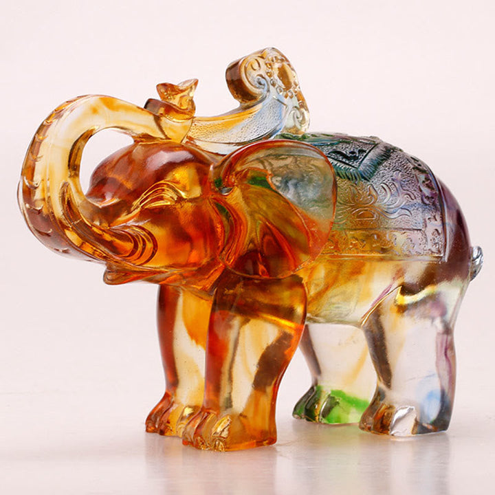Liuli Kristall Elefant Weisheit Reichtum Statue