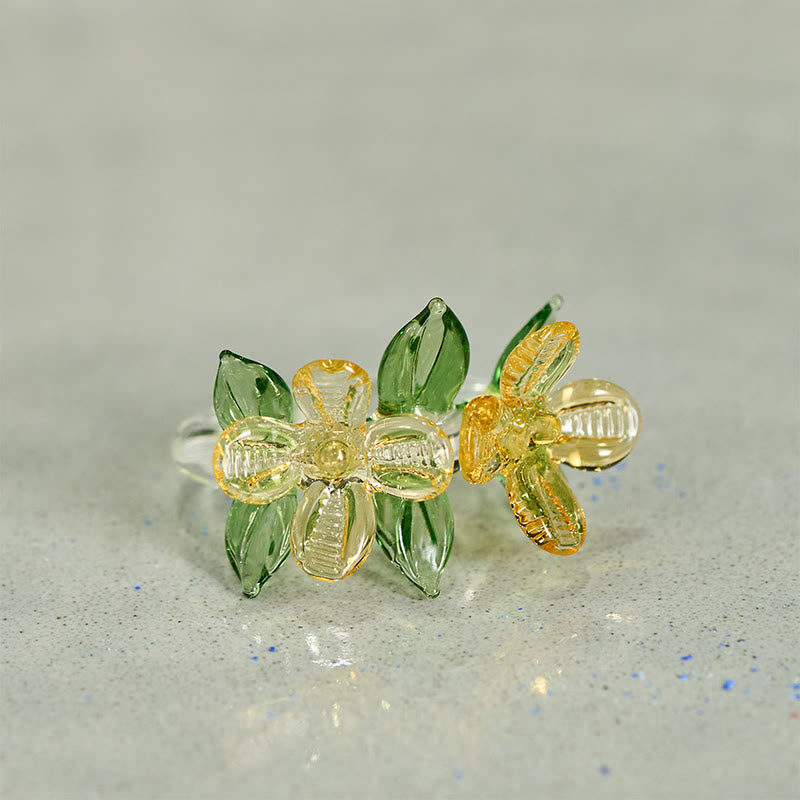 Liuli Osmanthusblüte Ring aus grünem Kristall Weisheit Schutz elegant