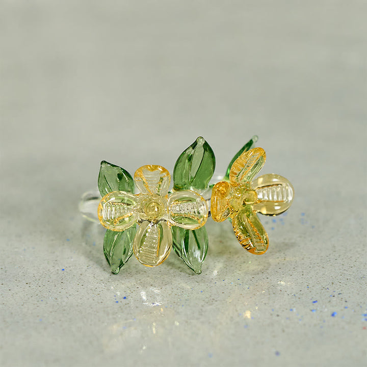Liuli Osmanthusblüte Ring aus grünem Kristall Weisheit Schutz elegant