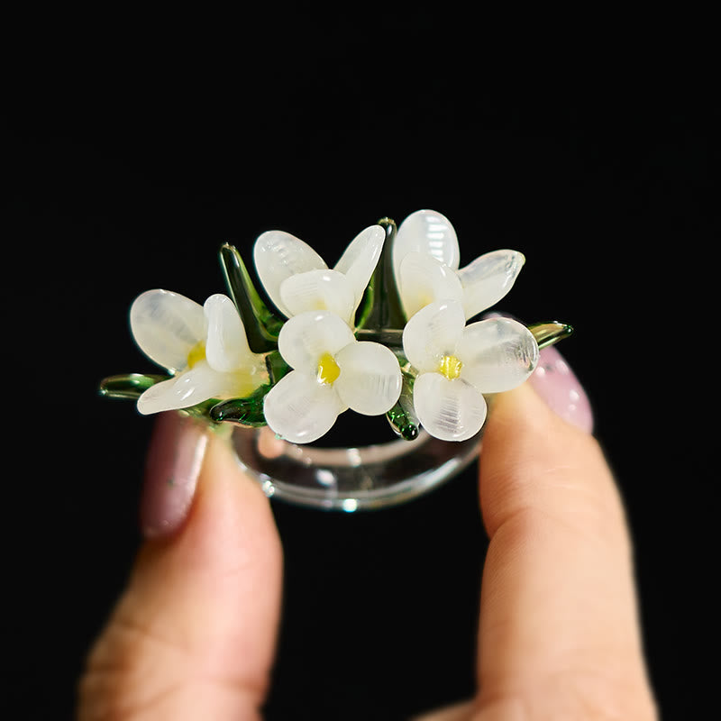 Ring Liuli Birnblüte Weiß mit Blüten Weisheit Harmonie Glück