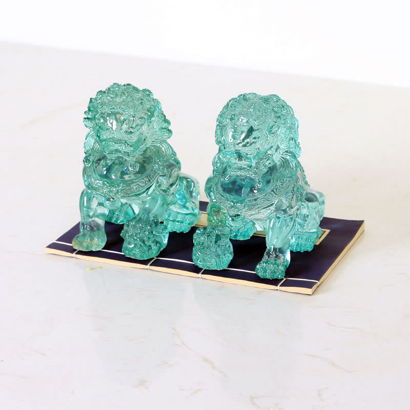 Löwen Figur 2er Set Mut Stärke Feng Shui
