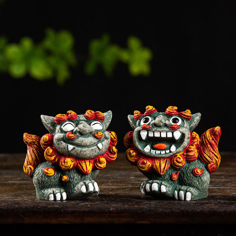 Löwen Figur Paar Schutz Feng Shui
