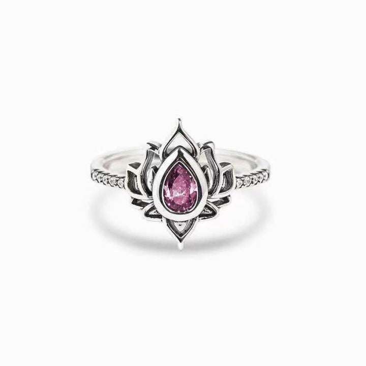 Lotus Ring 925 Silber Zirkon Pink Schutz Segen Glück