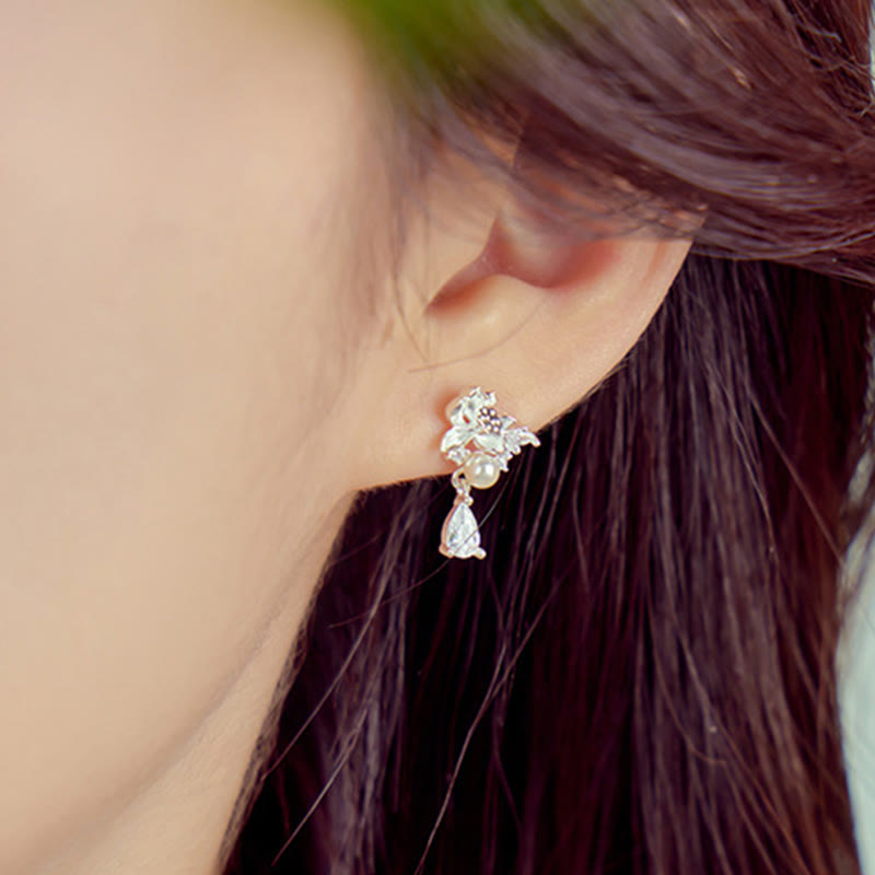 Ohrringe Jade Silber Perle Lotus getragen Boho Schmuck spirituell Ohrhänger