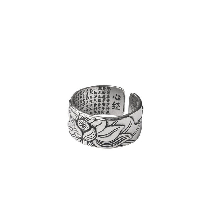Tibetischer Lotus Ring Kupfer Silber mit Weisheit Charakteren