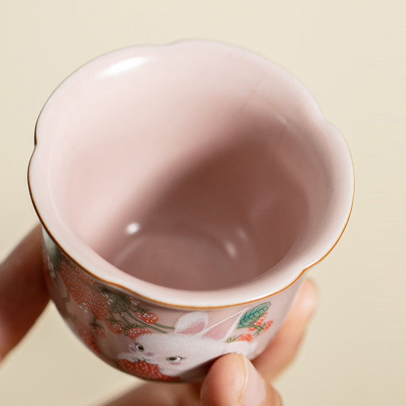 Lustige Teetasse Erdbeere Hase Keramik Matcha