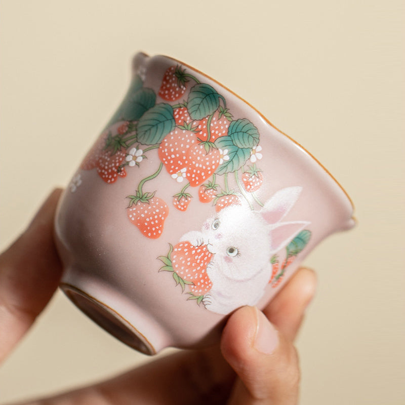 Lustige Teetasse Erdbeere Hase Keramik Teezeremonie