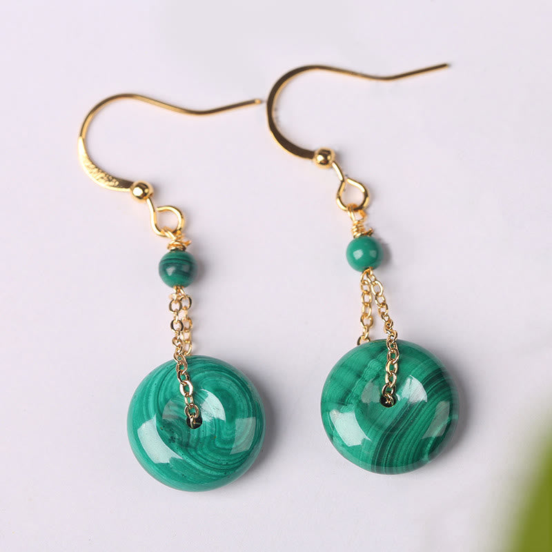 Ohrringe Malachit Friedensschnalle – Ruhe grün gold Boho spiritueller Schmuck