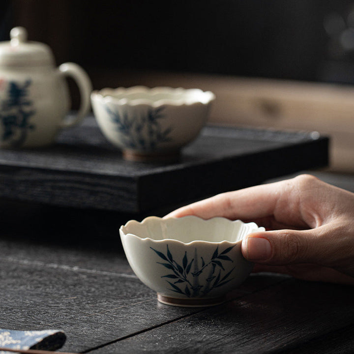 Matcha Schale Bambus Blau Keramik Handarbeit