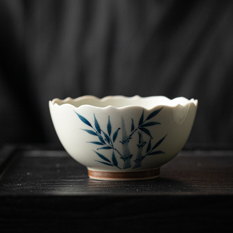 Matcha Schale Bambus Blau Keramik Porzellan