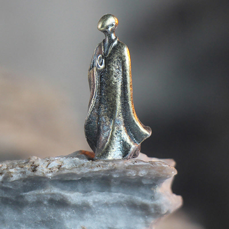 Meditation Buddha Metall Mönch Statue
