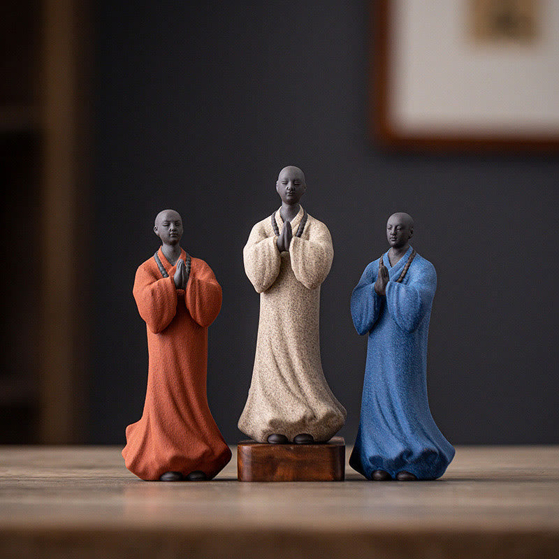 Meditation Buddha Mönch Keramik Mitgefühl Feng Shui