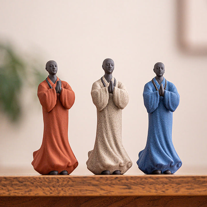 Meditation Buddha Mönch Keramik Mitgefühl Glücksbringer