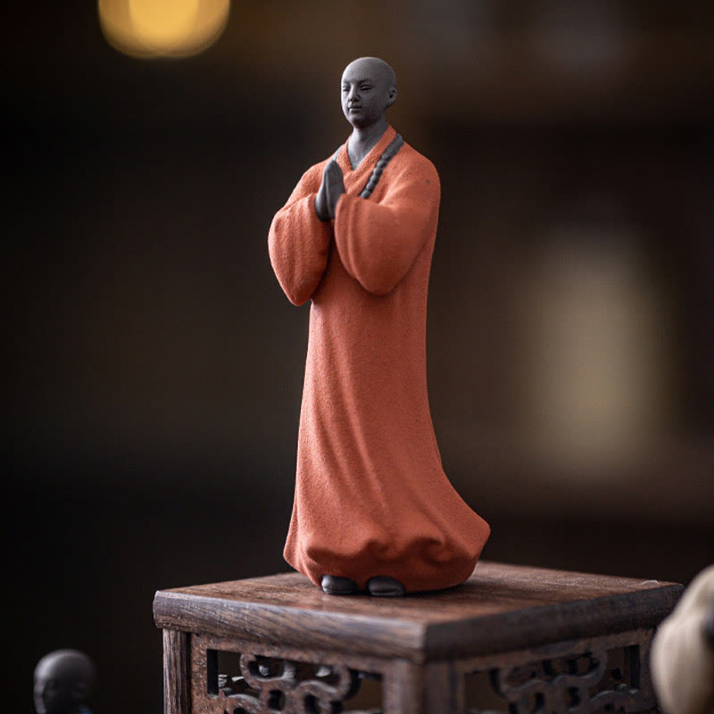 Meditation Buddha Mönch Keramik Mitgefühl Statue