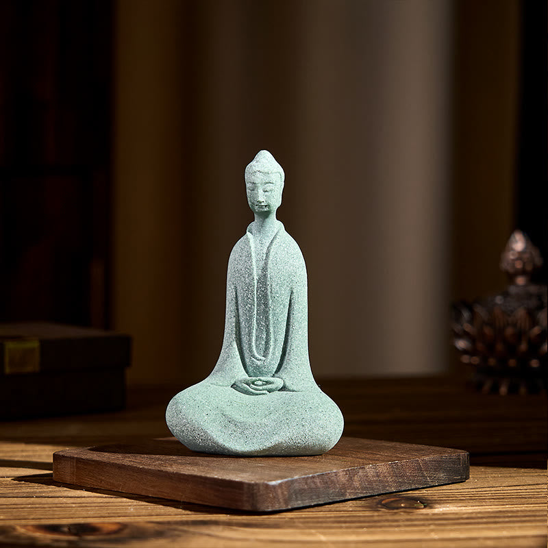 Meditation Buddha Sandstein Figur Glücksbringer