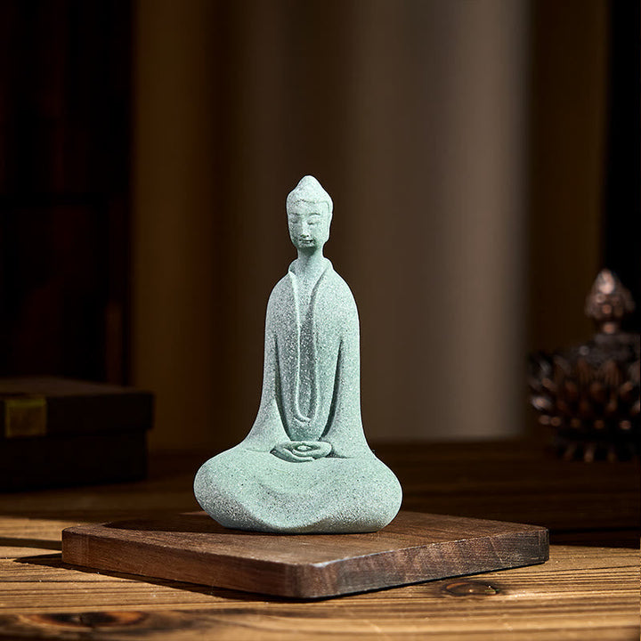 Meditation Buddha Sandstein Figur Glücksbringer
