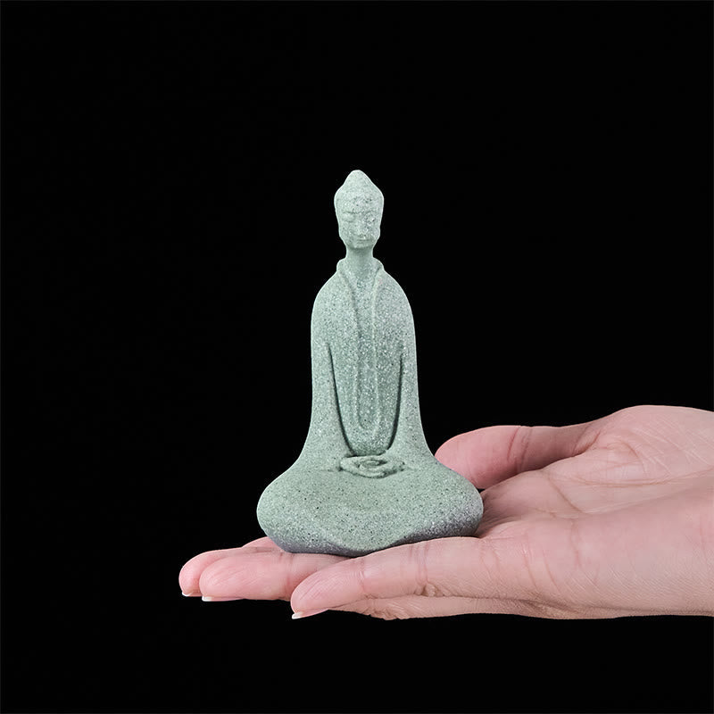 Meditation Buddha Sandstein Figur Wohnzimmer
