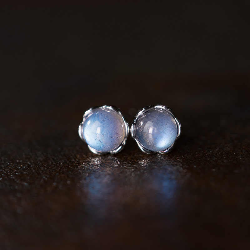 Mondstein Ohrringe Silber Ohrstecker Boho Schmuck spirituell positive Energie