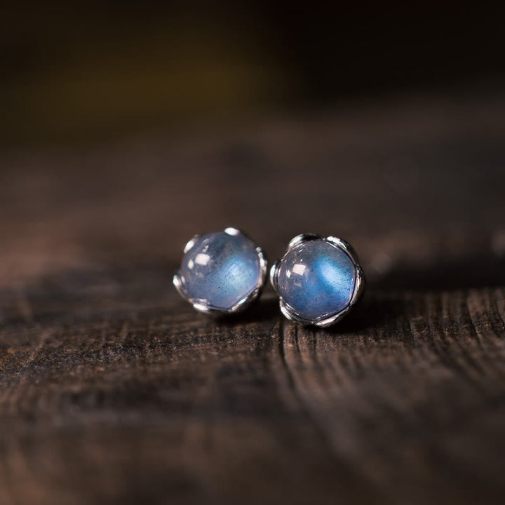 Mondstein Ohrringe Silber Ohrstecker blau schimmernd Boho Schmuck spirituell