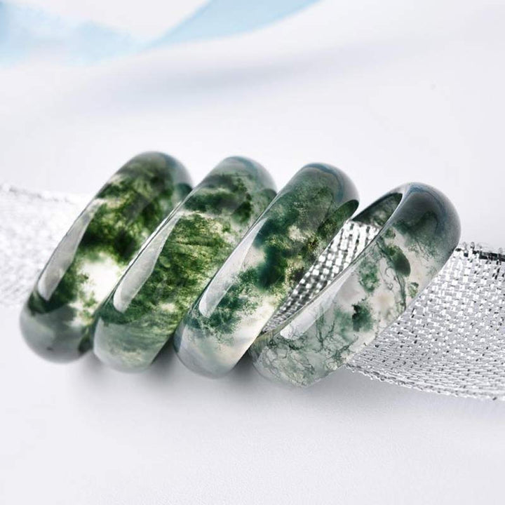Moosachat Ringe grüner Stein Heilung Balance Energie Schmuck