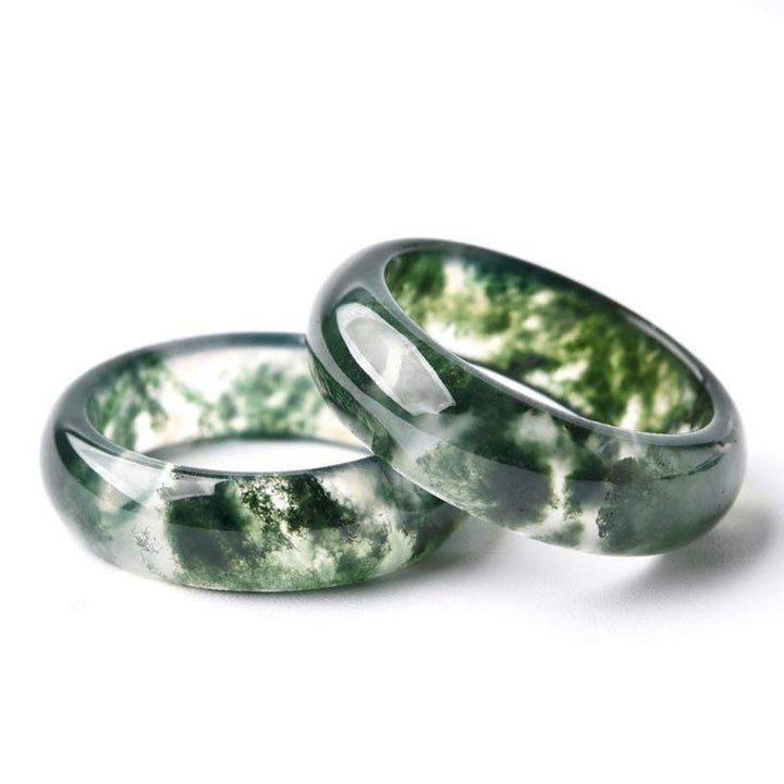 Moosachat Ring grüner Halbedelstein Heilung Balance Fengshui Schmuck