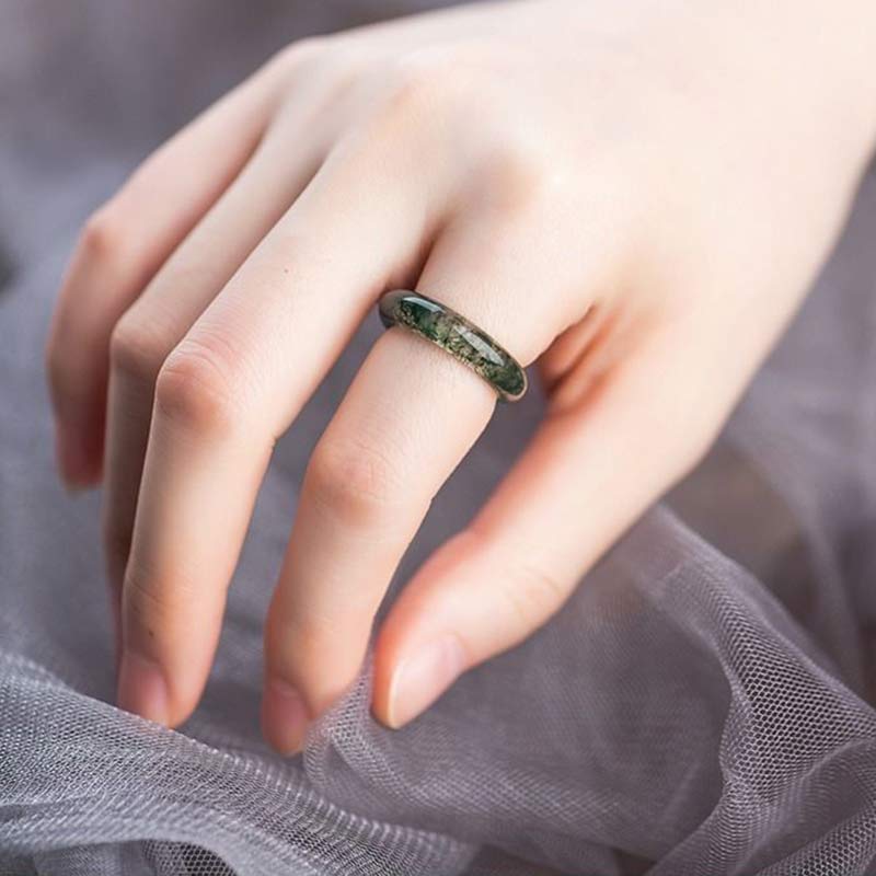Moosachat Ring getragen Heilung Balance Energie Harmonie Wohlbefinden