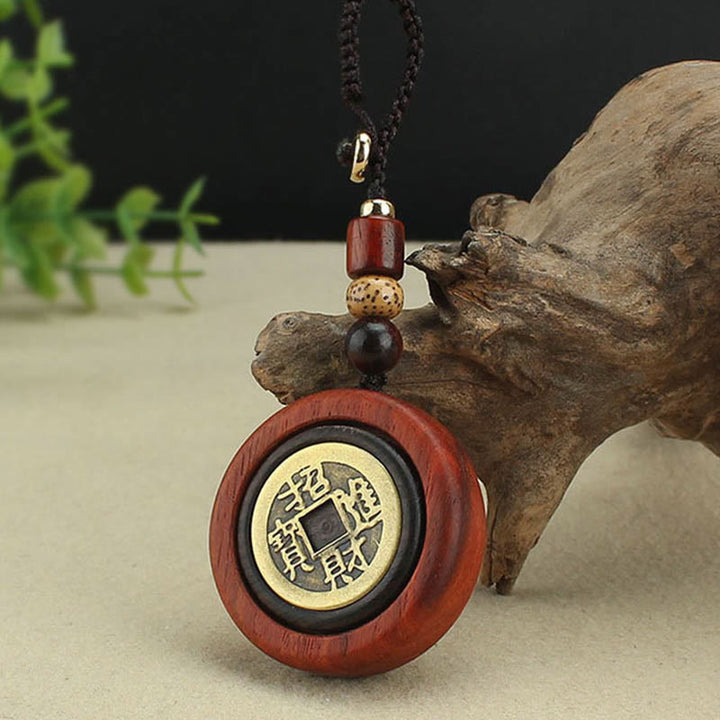 Schlüsselanhänger Münze Ebenholz – Glück & Wohlstand Feng Shui spirituell