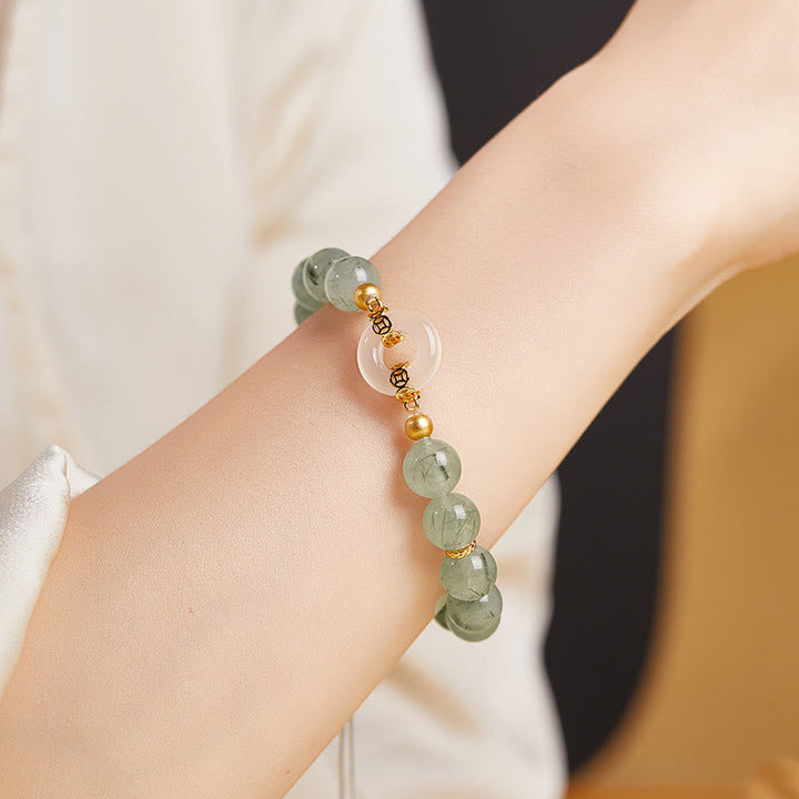 Armband 925 Silber Chalcedon Frieden Mut grüne Perlen am Handgelenk