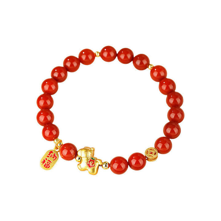 Armband Roter Achat – Erfolg & Balance mit goldenem Pixiu Glücksanhänger