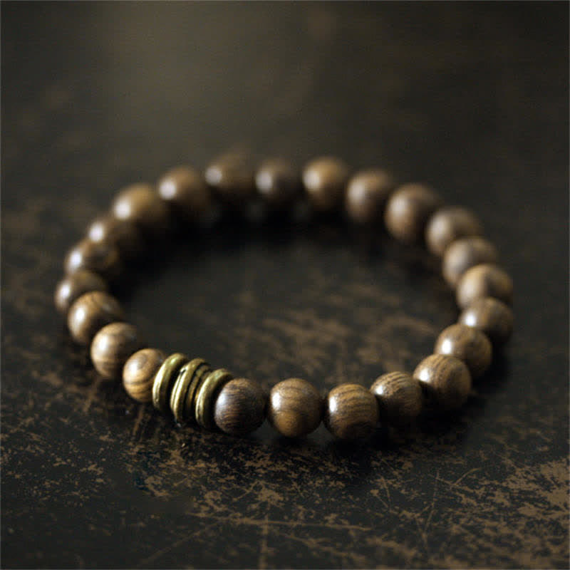 Armband Sandelholz Schutz Energie Holzperlen Messing Spirituelles Schmuck Handgelenk