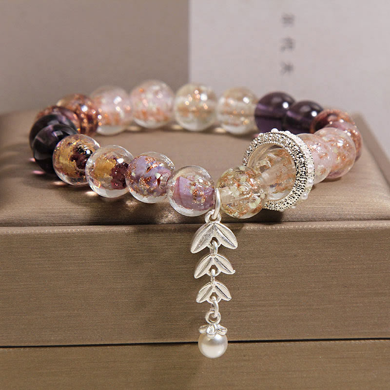 Armband Liuli Glas Perlen Wheat Ear Anhänger Silber Schmuck Handgelenk