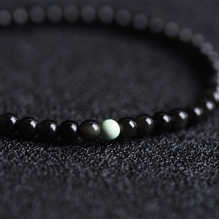 Armband Schwarzer Obsidian Türkis Stärke Perlen Schutz Handgelenk Schmuck
