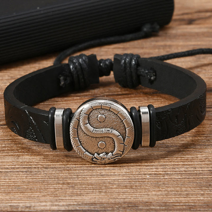 Armband Leder Drache Yin Yang – Balance
