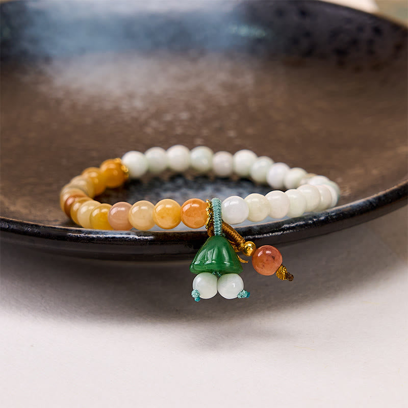 Armband Jade Lotus Glück Frieden Energie Perlen Anhänger Schale