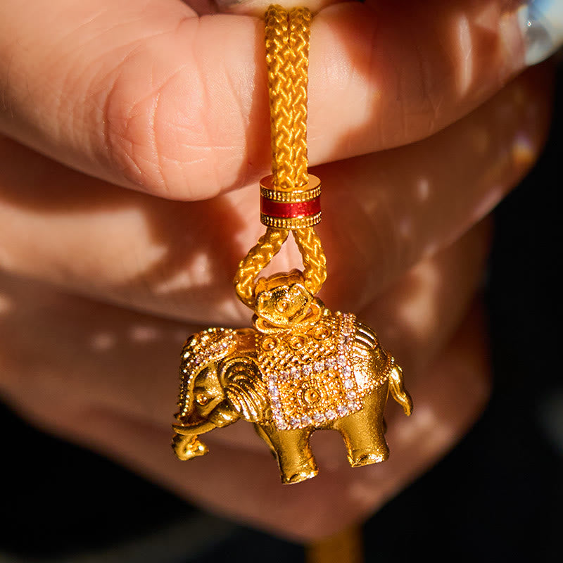Vergoldete Messing Kette mit goldenem Elefant Anhänger für Stärke