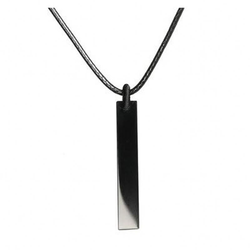 Schwarzer Obsidian Anhänger an Kordel Kette Naturstein Transformation