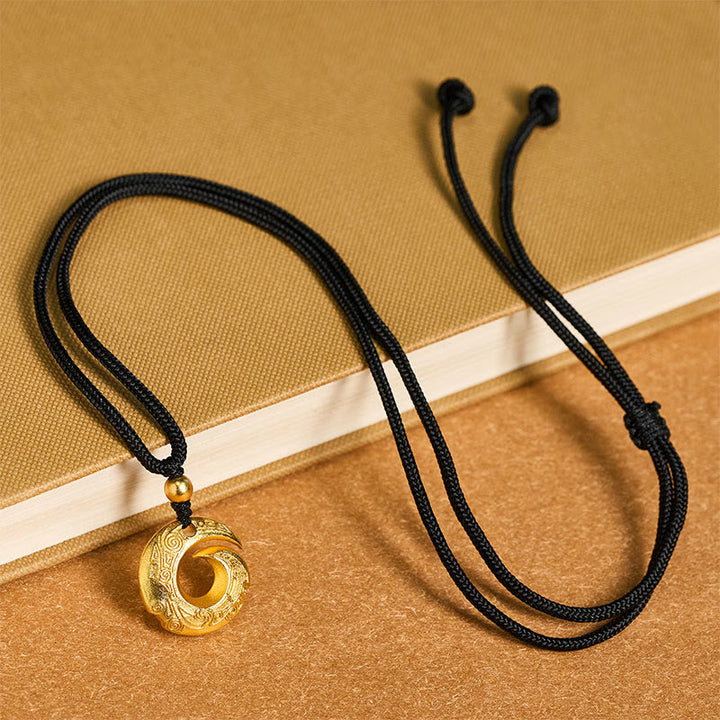 Schwarze Kette Vergoldetes Messing Frieden-Schnalle Anhänger elegant