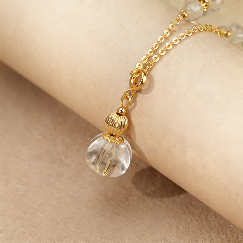 Transparente Bergkristall Kette mit Kupfermünze Anhänger für Klarheit