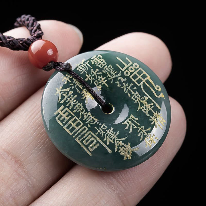 Grüne Jade Kette mit Pixiu Glückmünze Glück Anhänger