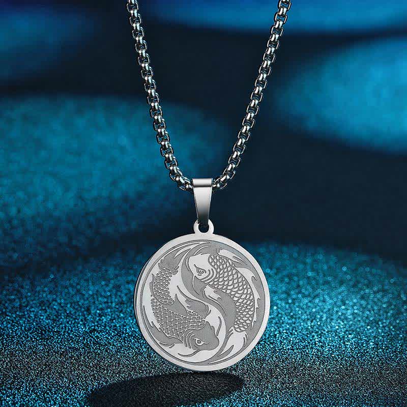 Edelstahl Kette mit Koi-Fische Anhänger Silber Erfolg
