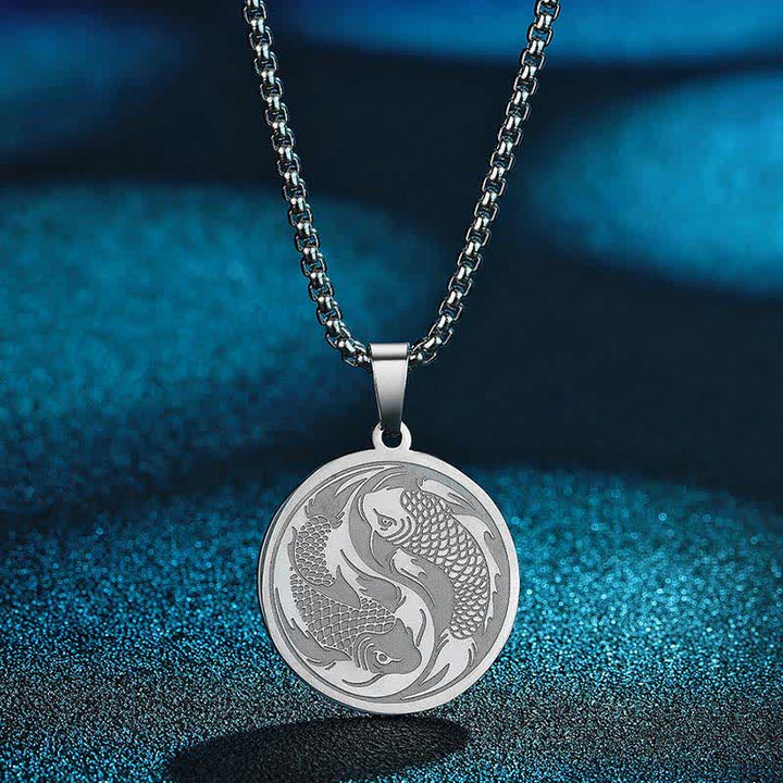 Edelstahl Kette mit Koi-Fische Anhänger Silber Erfolg