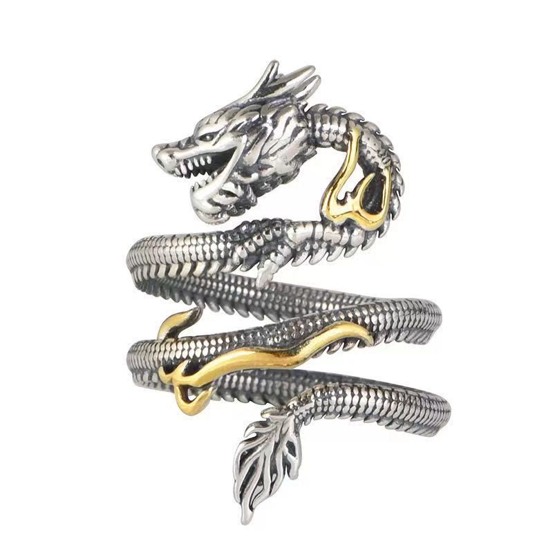 Drachen Ring Silber Gold Schutz Feng Shui Schmuck Fingerring