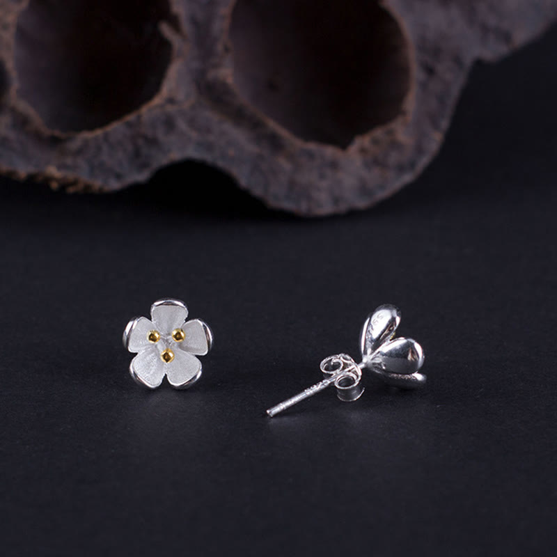 Blüten Ohrringe Sterlingsilber Goldene Staubblätter Boho Schmuck zarte Ohrstecker