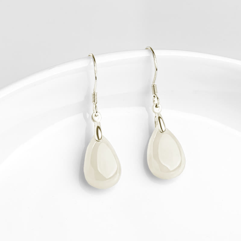 Ohrringe Jade Tropfen Glück Wohlstand Silber Boho Schmuck spirituell Ohrhänger