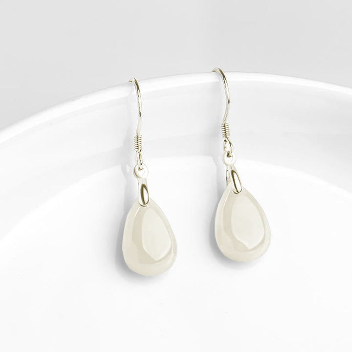 Ohrringe Jade Tropfen Glück Wohlstand Silber Boho Schmuck spirituell Ohrhänger